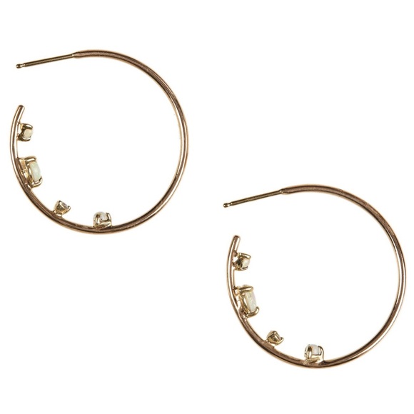 NEW $1500 WWAKE Inverted Opal Diamond Hoop Earring - Picture 2 of 5